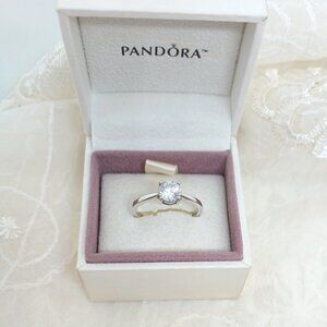 Pandora 925 Silver Sparkling Solitaire Ring 190052C01-60 - Ring Size 9 CZ - Box